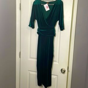 Baylis & Knight Velvet Wrap Dress with velvet belt, 1/2-3/4 sleeve, size 14